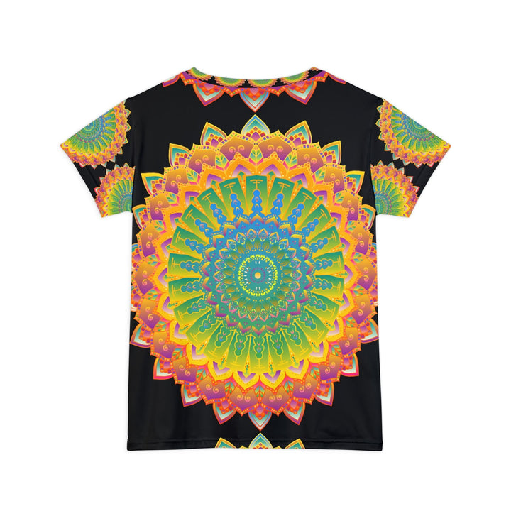 Rainbow Mandala - Black Background Women's T-Shirt All Over Prints - Blululi