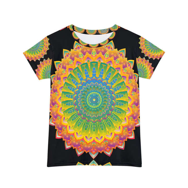 Rainbow Mandala - Black Background Women's T-Shirt All Over Prints - Blululi