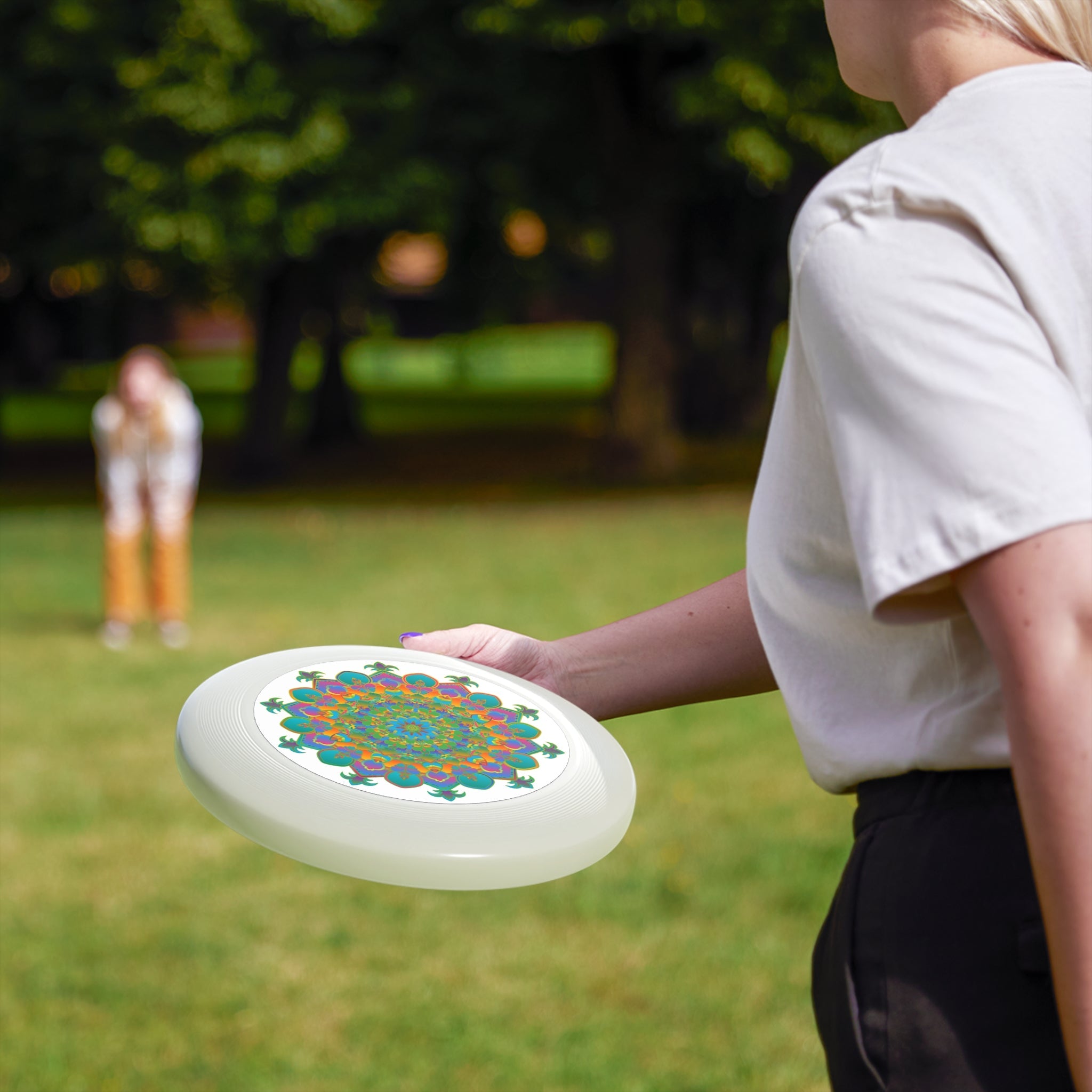 Rainbow Mandala Frisbee: Psychedelic Fun Accessories - Blululi