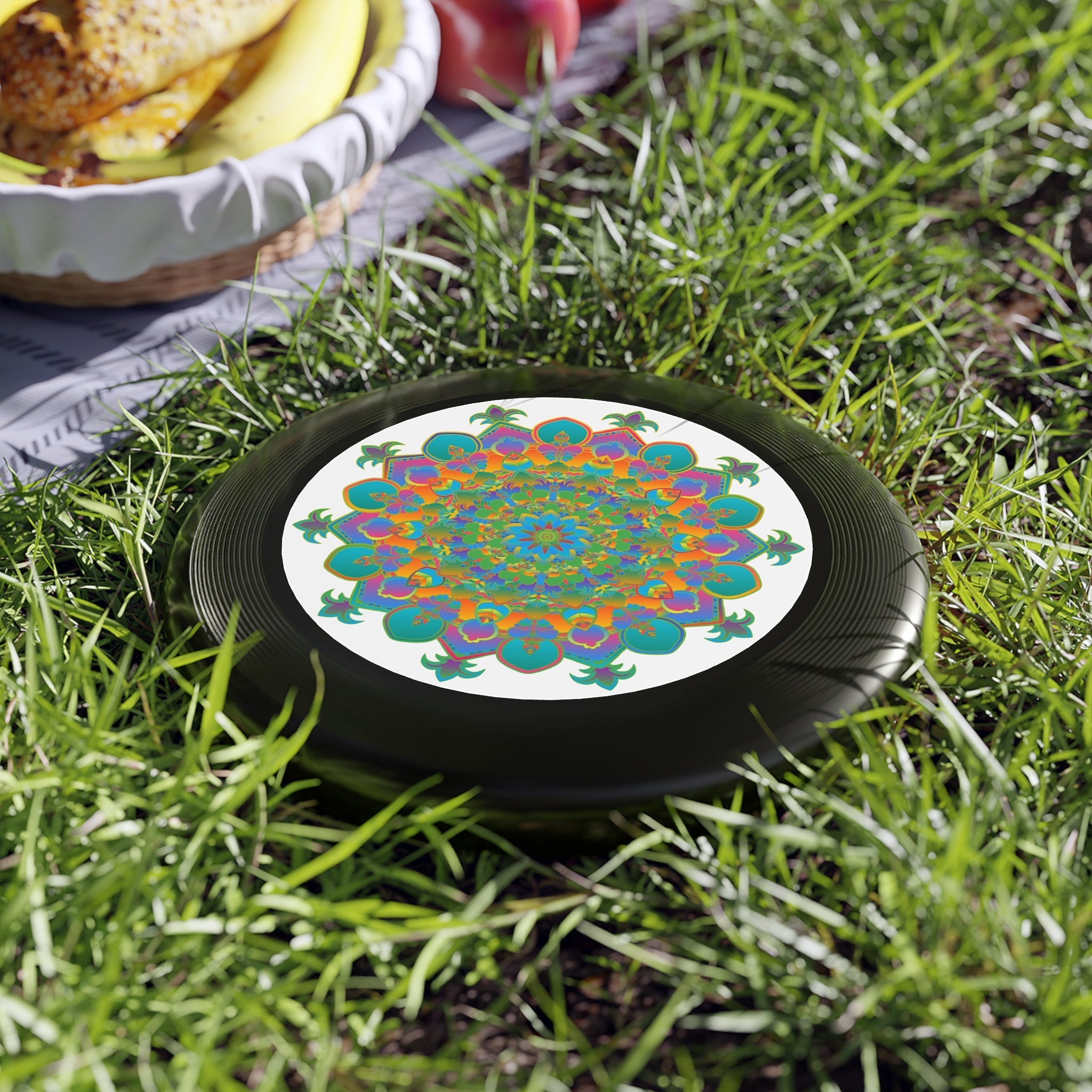 Rainbow Mandala Frisbee: Psychedelic Fun Accessories - Blululi