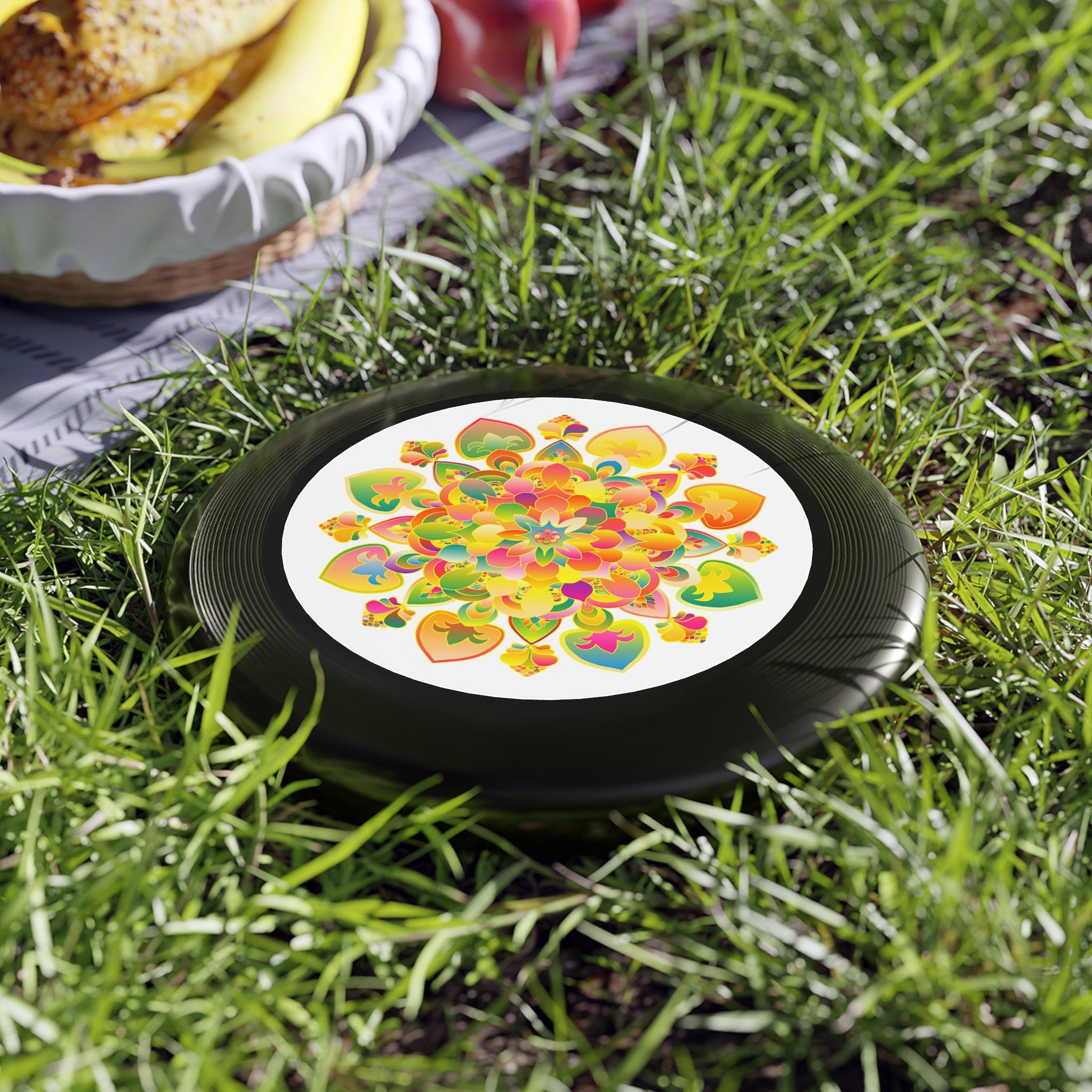Rainbow Mandala Frisbee: Psychedelic Fun Accessories - Blululi