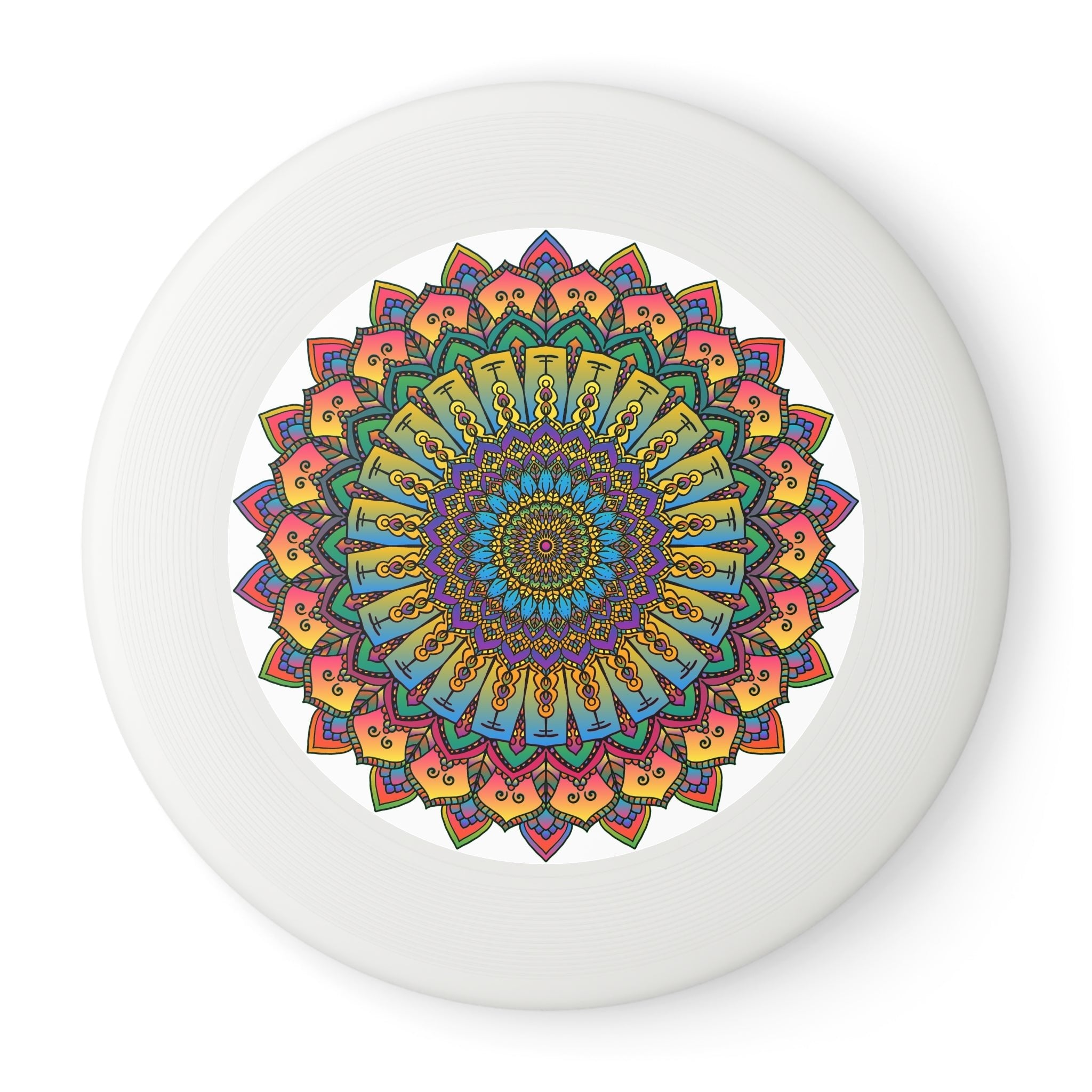 Rainbow Mandala Frisbee: Psychedelic Fun Accessories - Blululi