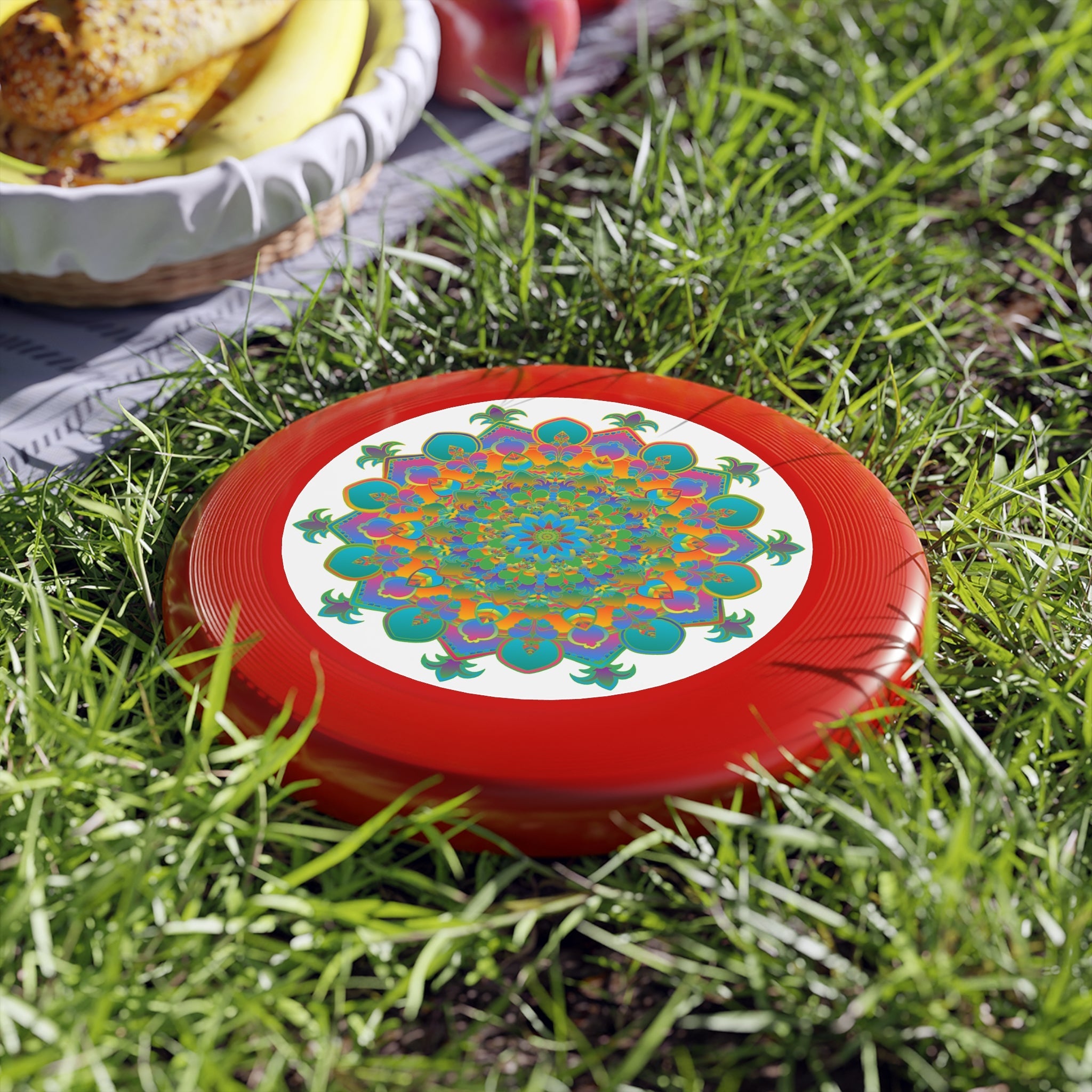 Rainbow Mandala Frisbee: Psychedelic Fun Accessories - Blululi