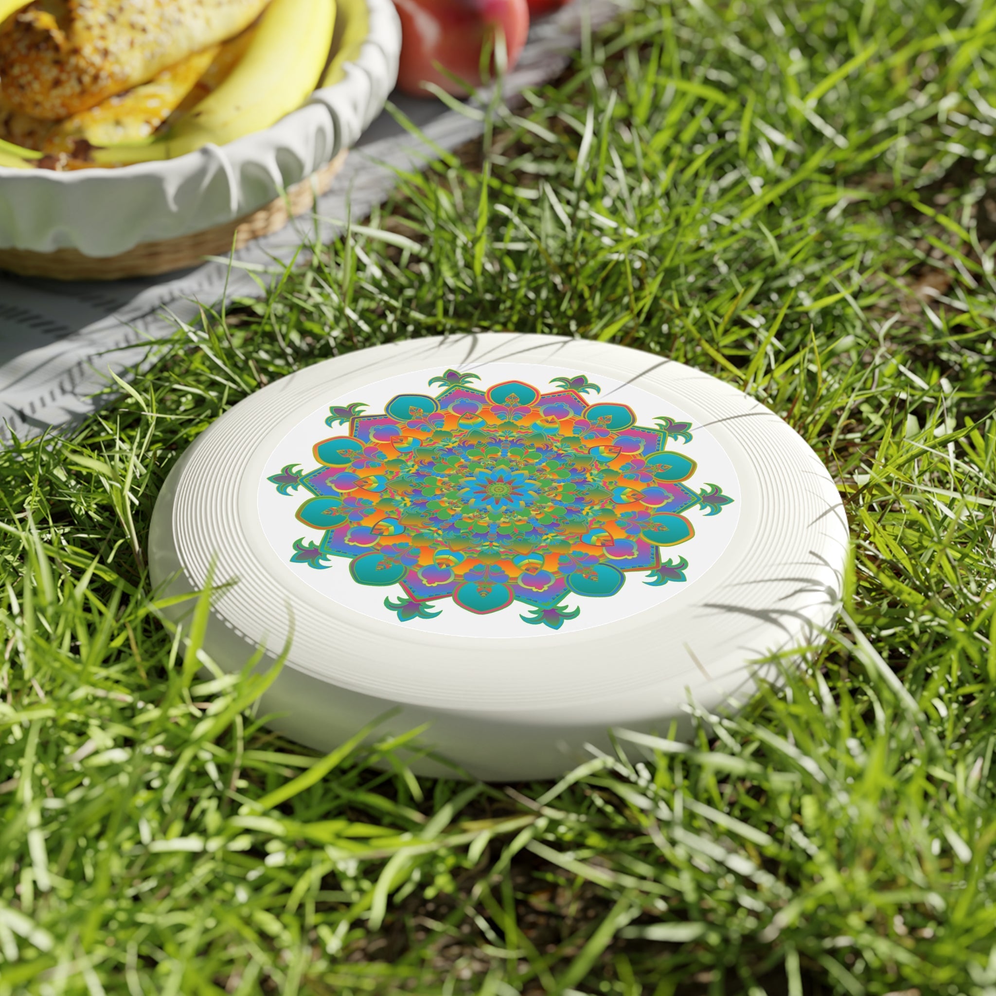 Rainbow Mandala Frisbee: Psychedelic Fun Accessories - Blululi