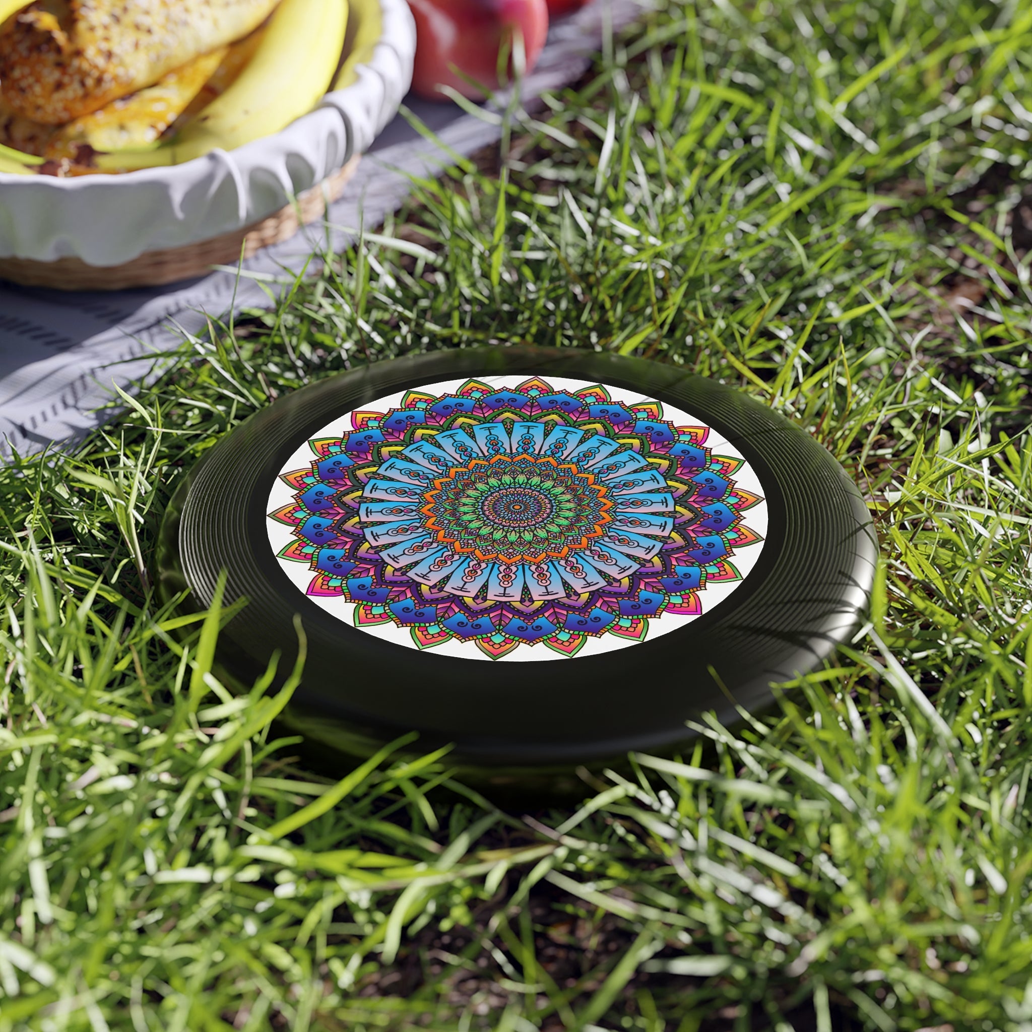 Rainbow Mandala Frisbee: Vivid Art Disc Accessories - Blululi