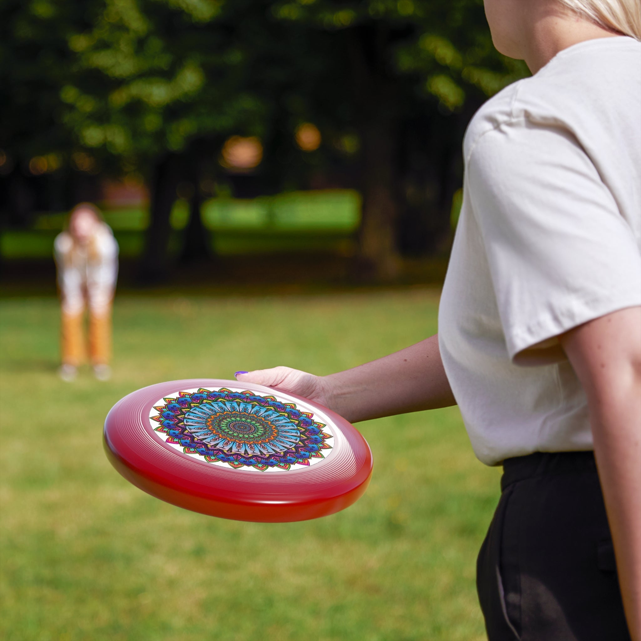 Rainbow Mandala Frisbee: Vivid Art Disc Accessories - Blululi