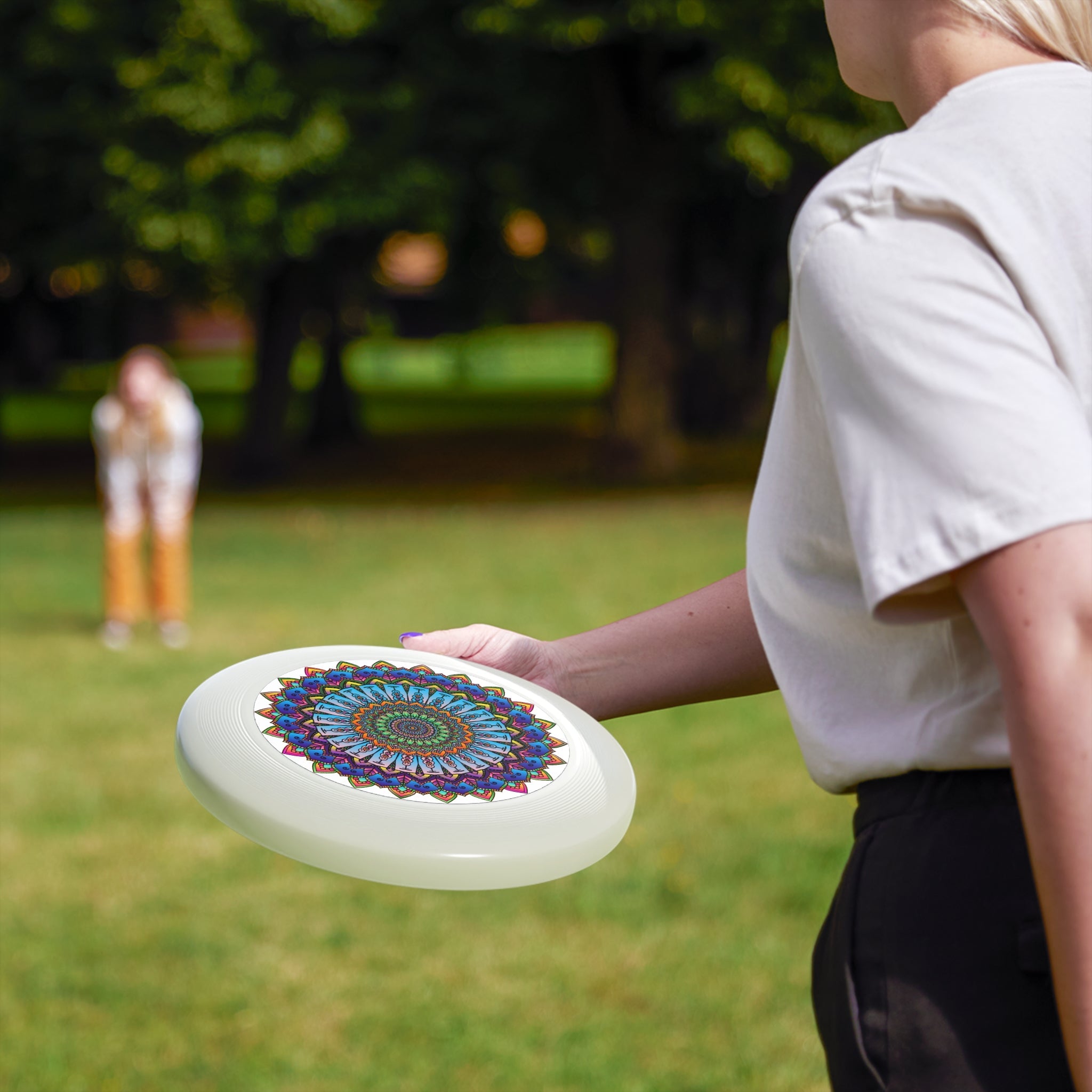 Rainbow Mandala Frisbee: Vivid Art Disc Accessories - Blululi