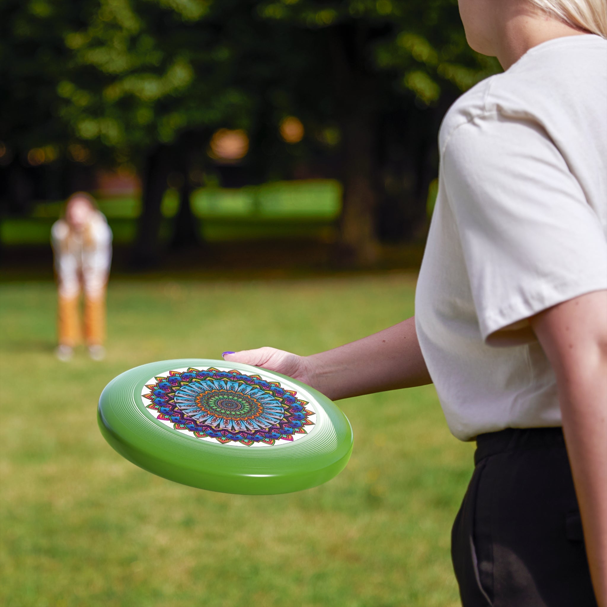 Rainbow Mandala Frisbee: Vivid Art Disc Accessories - Blululi