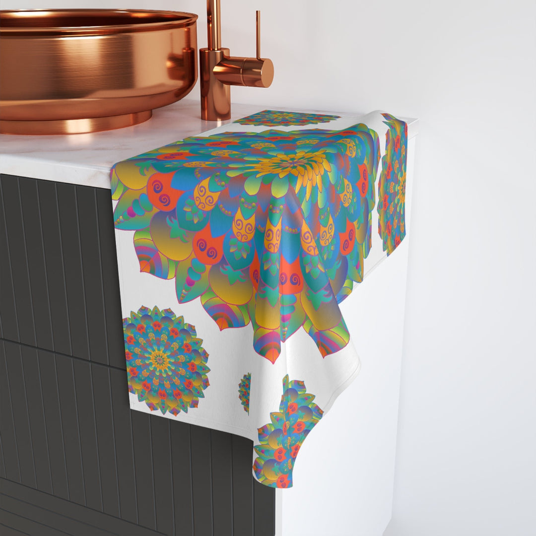 Rainbow Mandala Hand Towel - Colorful & Artistic Home Decor - Blululi