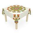 Rainbow Mandala Tablecloth - Ivory, 16 Petal Design Home Decor - Blululi