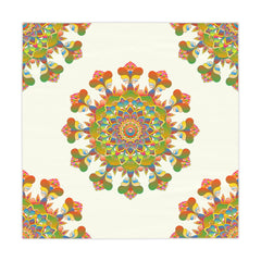Rainbow Mandala Tablecloth - Ivory, 16 Petal Design Home Decor - Blululi