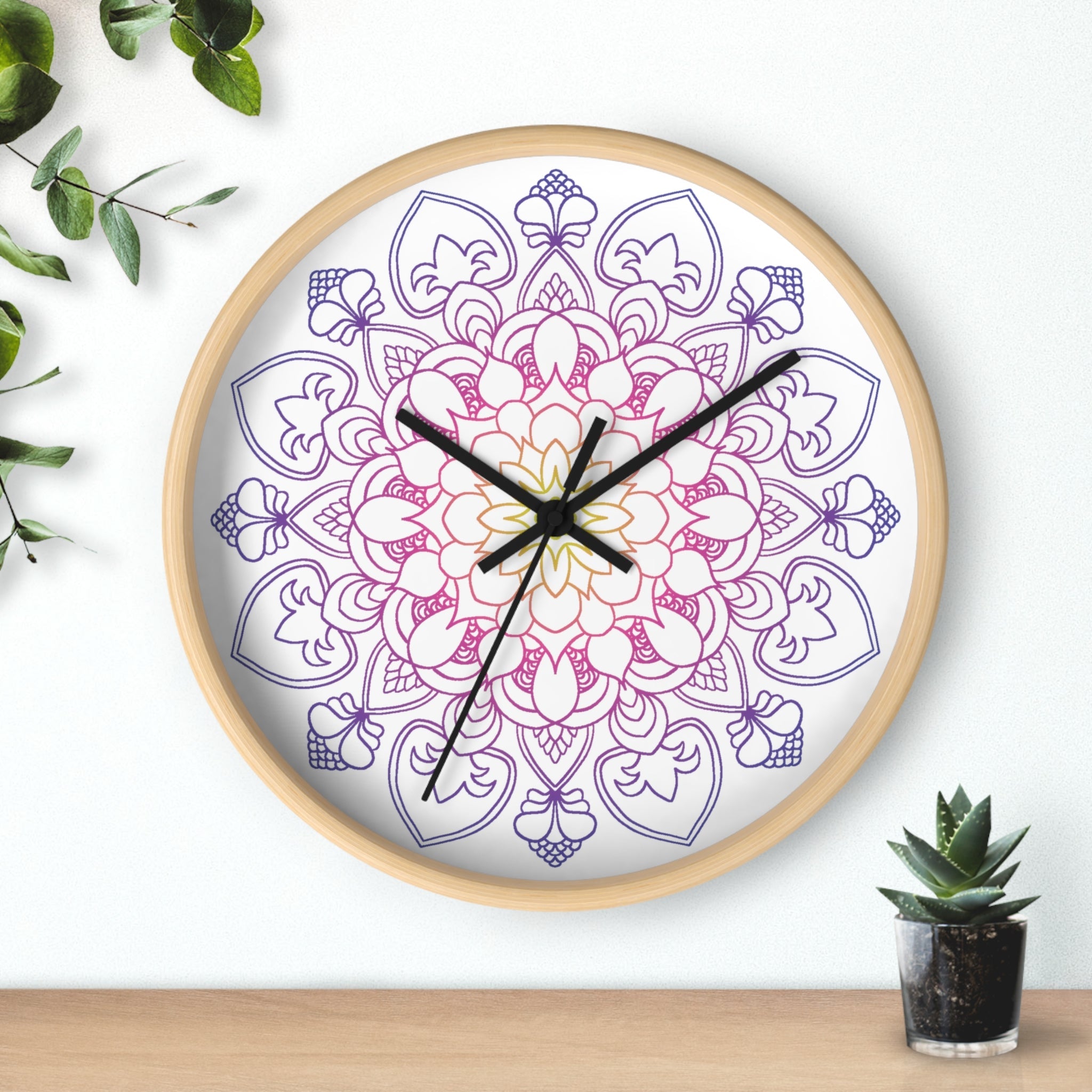 Rainbow Mandala Wall Clock Home Decor - Blululi