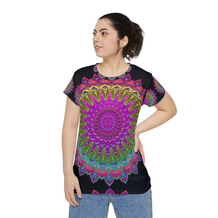 Rainbow Mandala Women's Short Sleeve Shirt All Over Prints - Blululi