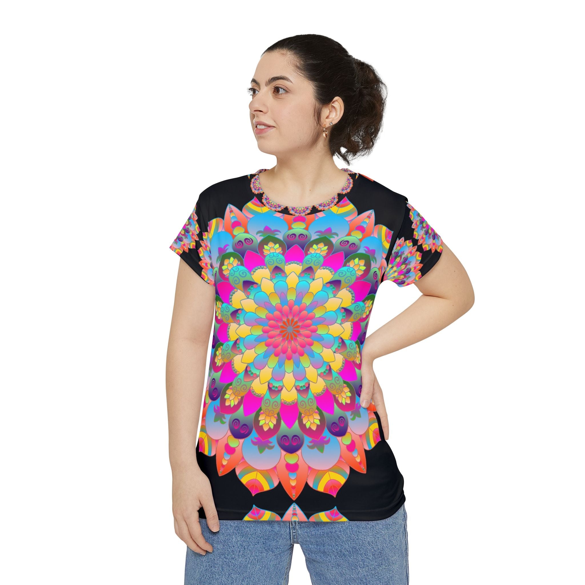 Rainbow Mandala Women's Short Sleeve T-Shirt All Over Prints - Blululi