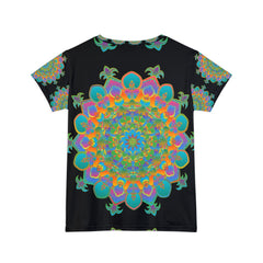Rainbow Mandala Women's T-Shirt - Black All Over Prints - Blululi