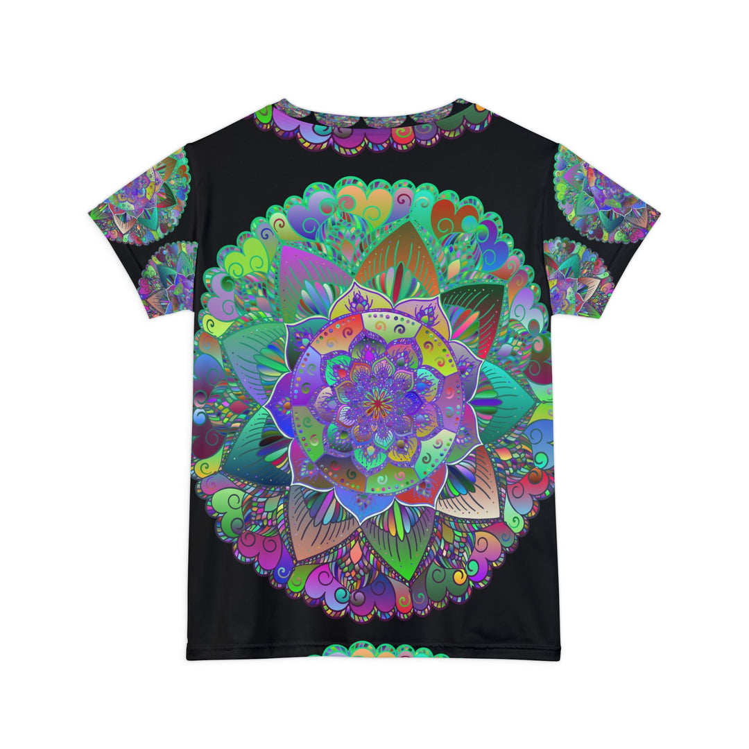 Rainbow Mandala Women's T-Shirt - Black All Over Prints - Blululi