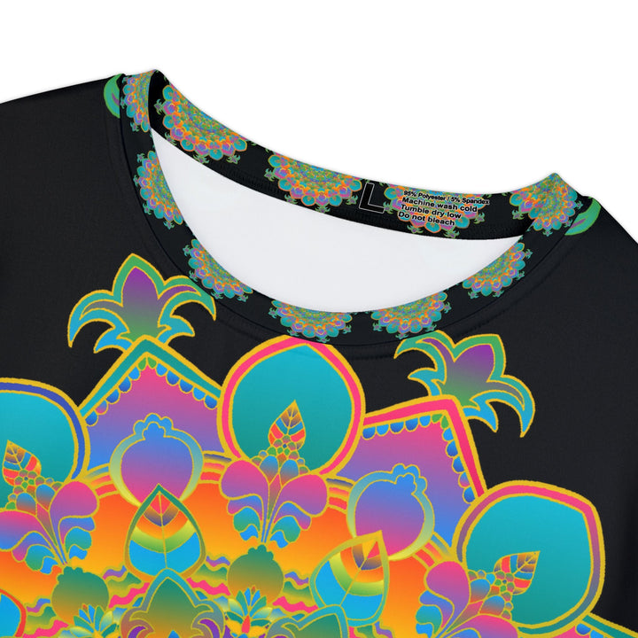 Rainbow Mandala Women's T-Shirt - Black All Over Prints - Blululi