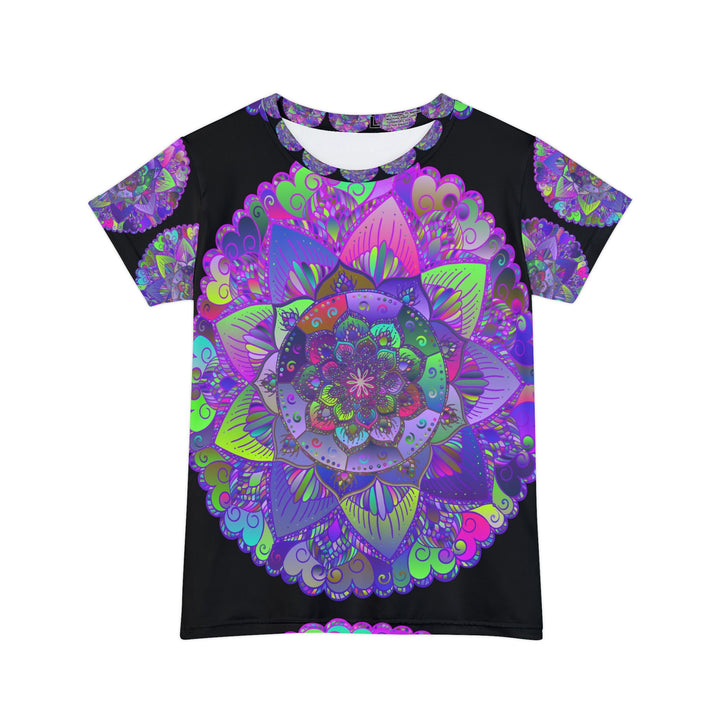 Rainbow Mandala Women's T-Shirt - Black All Over Prints - Blululi