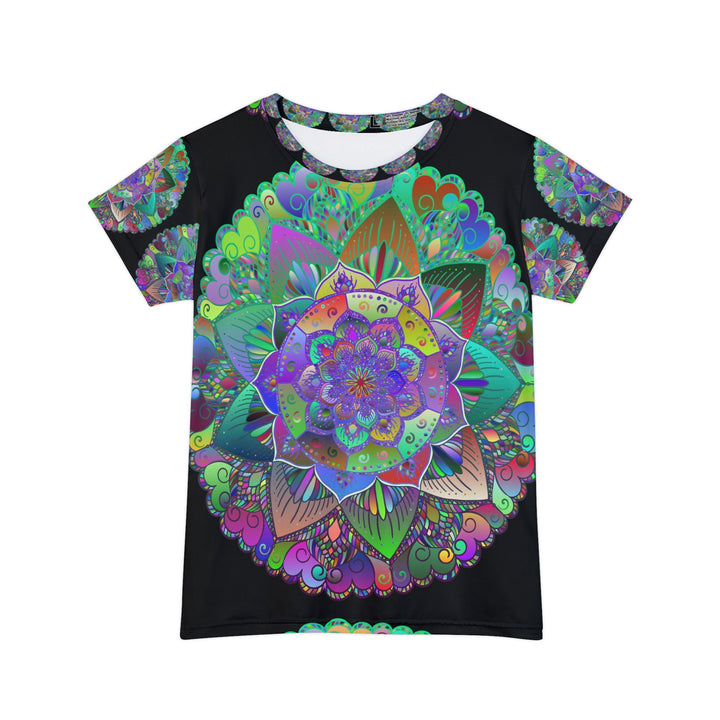 Rainbow Mandala Women's T-Shirt - Black All Over Prints - Blululi