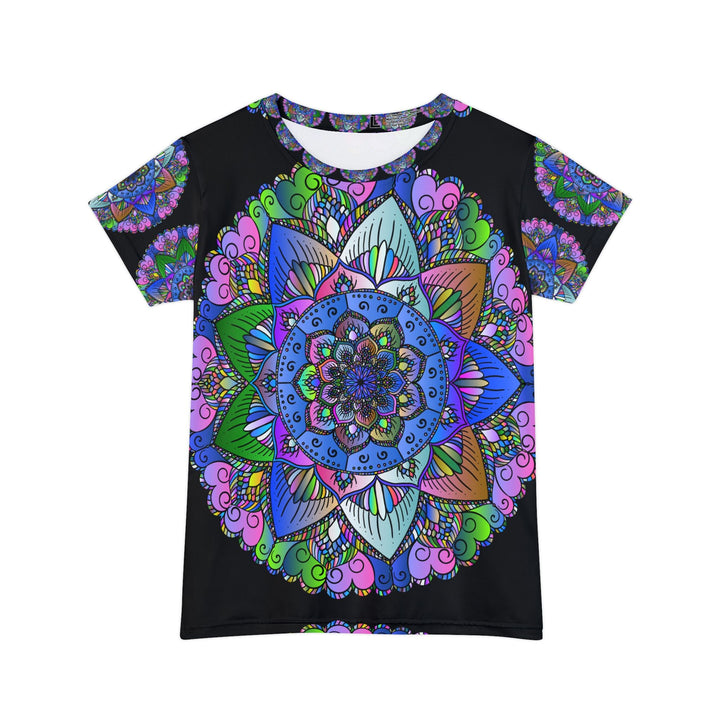 Rainbow Mandala Women's T-Shirt - Black All Over Prints - Blululi