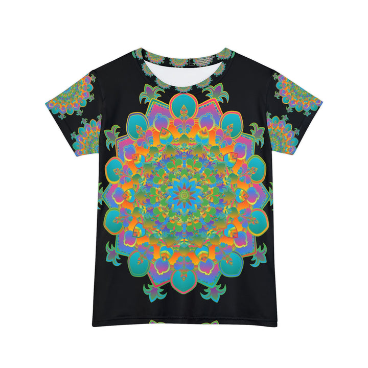 Rainbow Mandala Women's T-Shirt - Black All Over Prints - Blululi