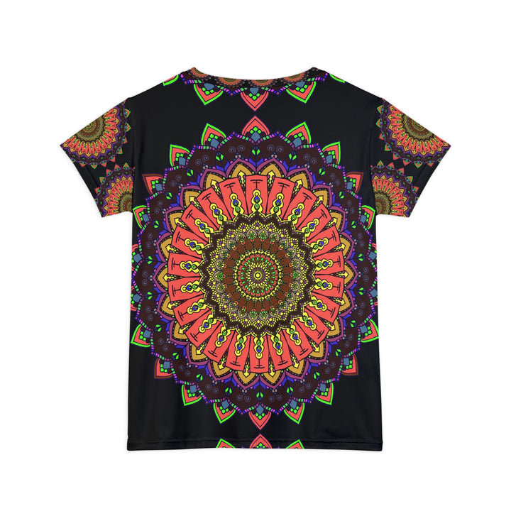 Rainbow Mandala Women's T-Shirt - Black Background All Over Prints - Blululi