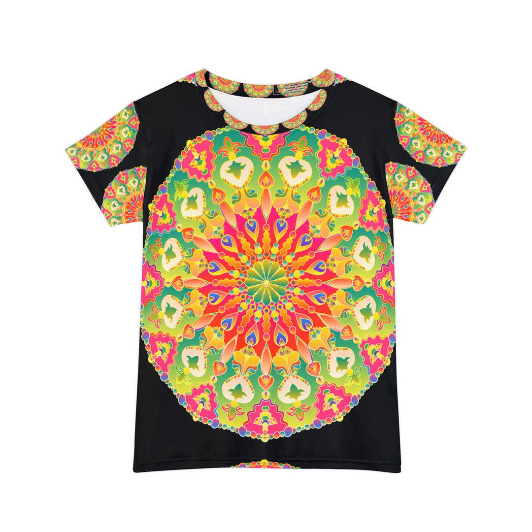 Rainbow Mandala Women's T-Shirt - Black Background All Over Prints - Blululi