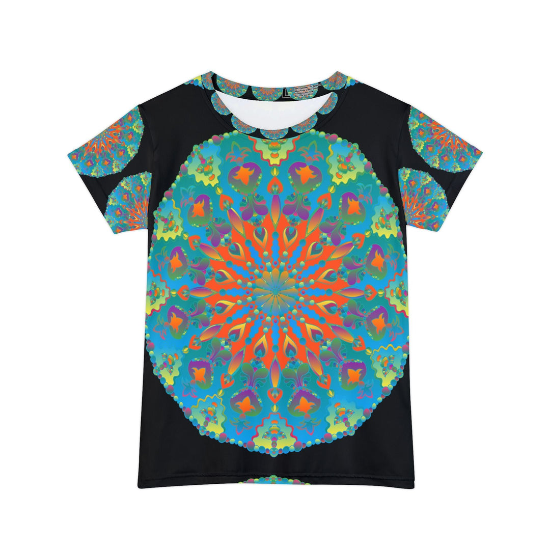 Rainbow Mandala Women's T-Shirt - Black Background All Over Prints - Blululi