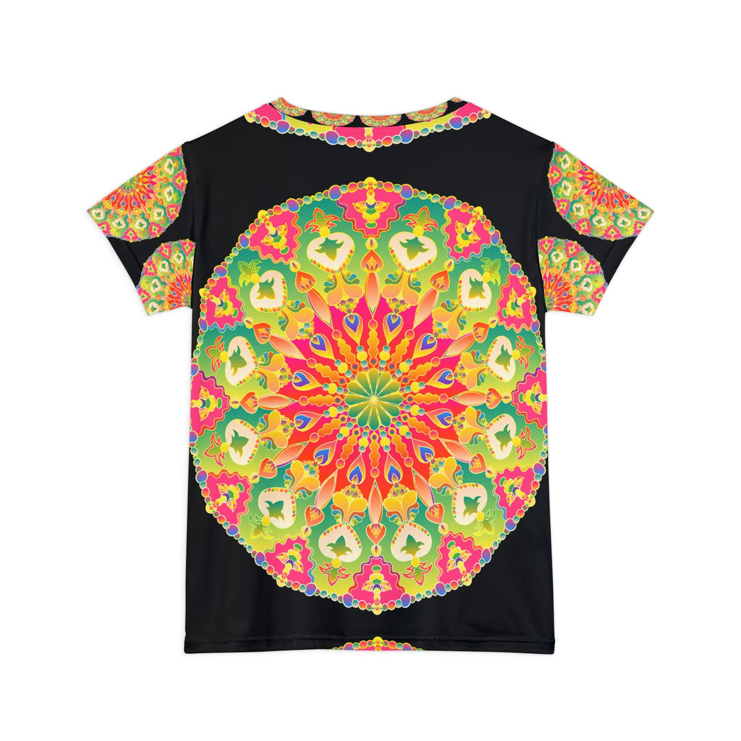 Rainbow Mandala Women's T-Shirt - Black Background All Over Prints - Blululi