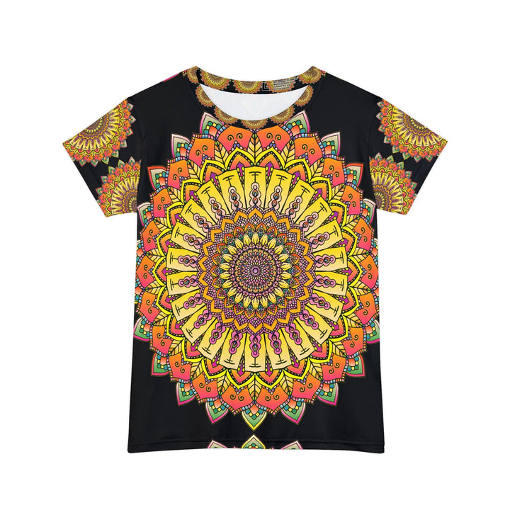 Rainbow Mandala Women's T-Shirt - Black Background All Over Prints - Blululi