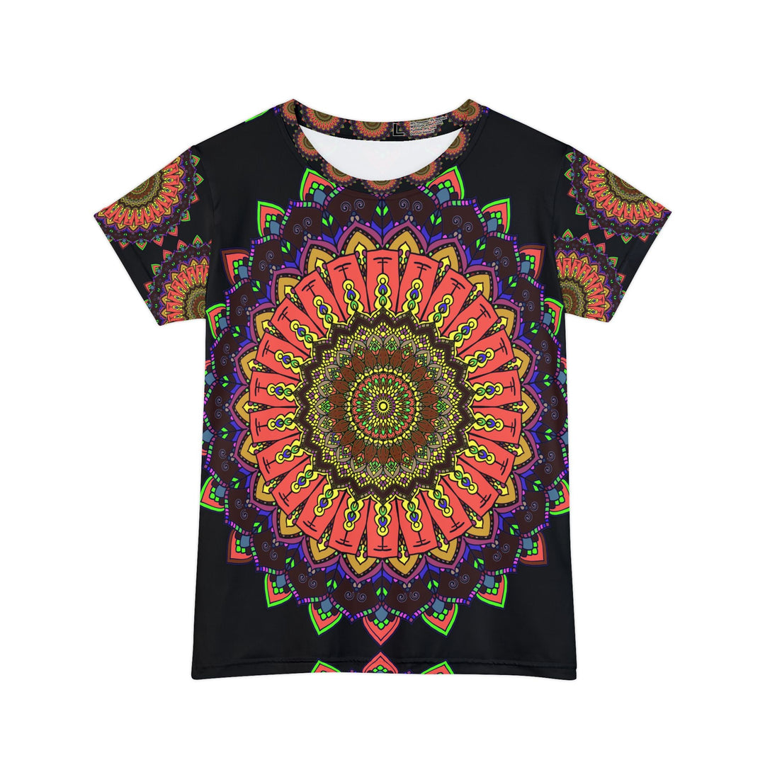 Rainbow Mandala Women's T-Shirt - Black Background All Over Prints - Blululi