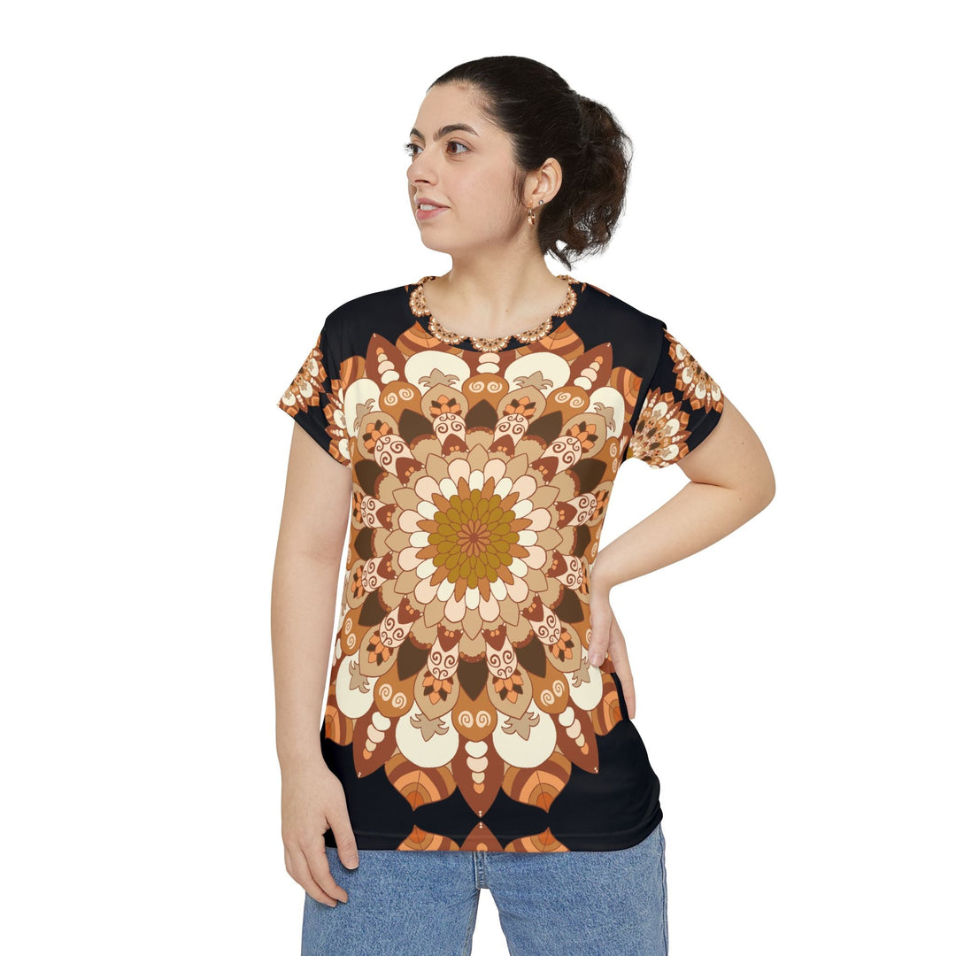 Rainbow Mandala Women's T-Shirt - Black Background All Over Prints - Blululi