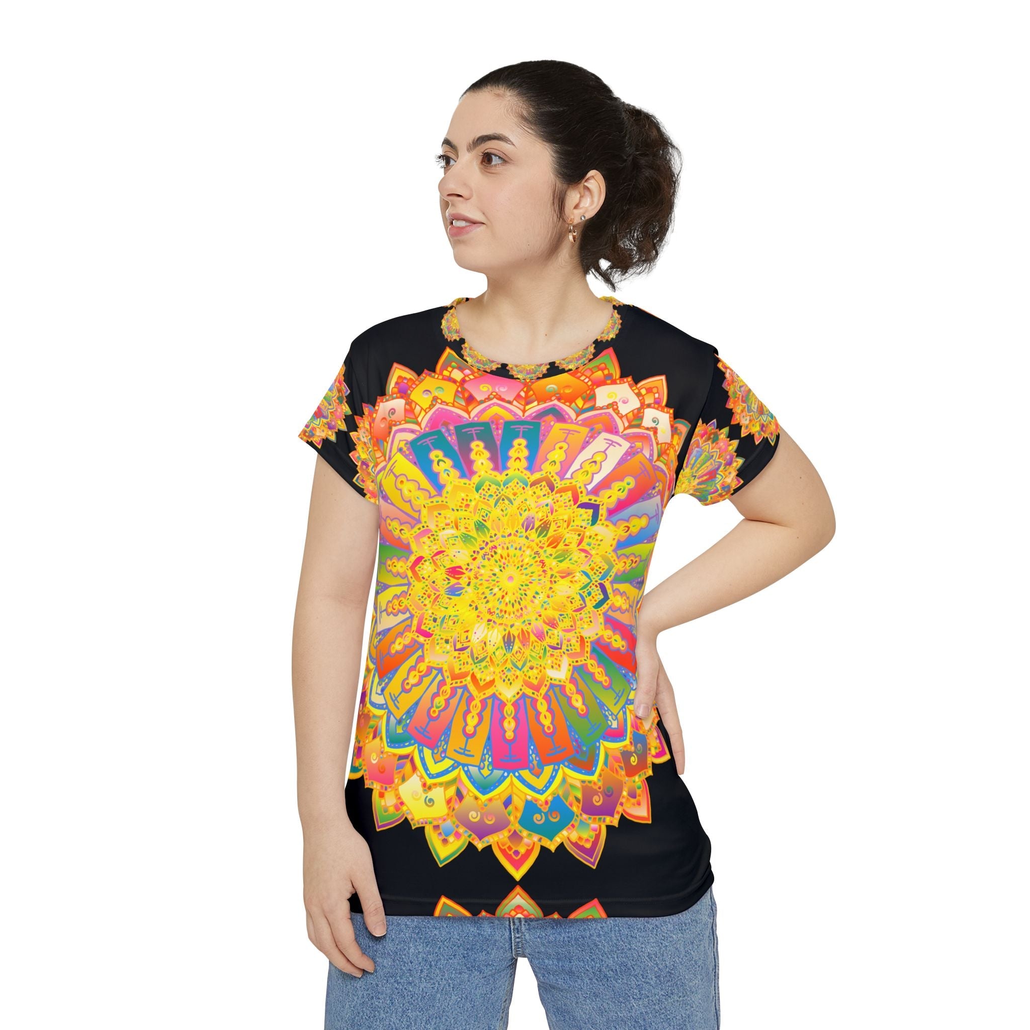 Rainbow Mandala Women's T-Shirt - Colorful Art All Over Prints - Blululi