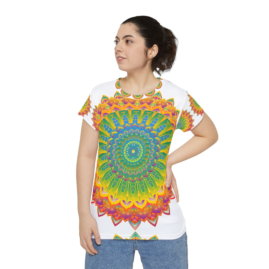 Rainbow Mandala Women's T-Shirt - Peace & Serenity All Over Prints - Blululi