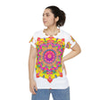 Rainbow Mandala Women's T-Shirt - Psychedelic Art All Over Prints - Blululi