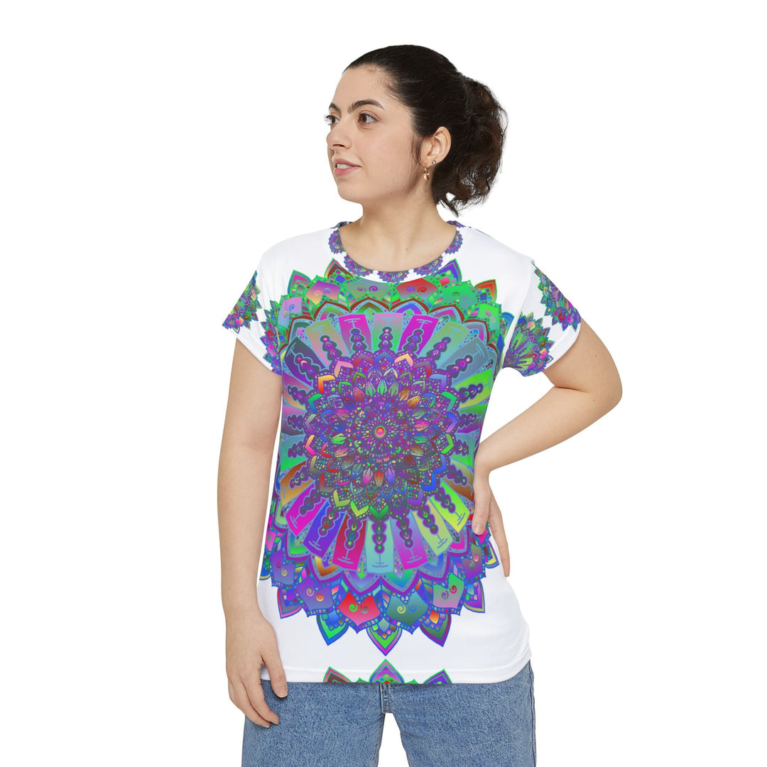 Rainbow Mandala Women's T-Shirt - Psychedelic Art All Over Prints - Blululi