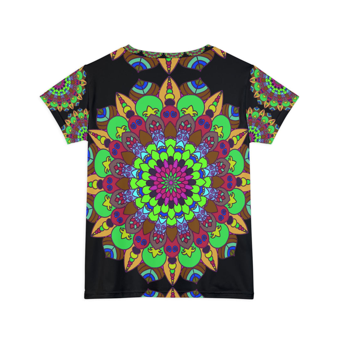 Rainbow Mandala Yoga T-Shirt - Black Background All Over Prints - Blululi