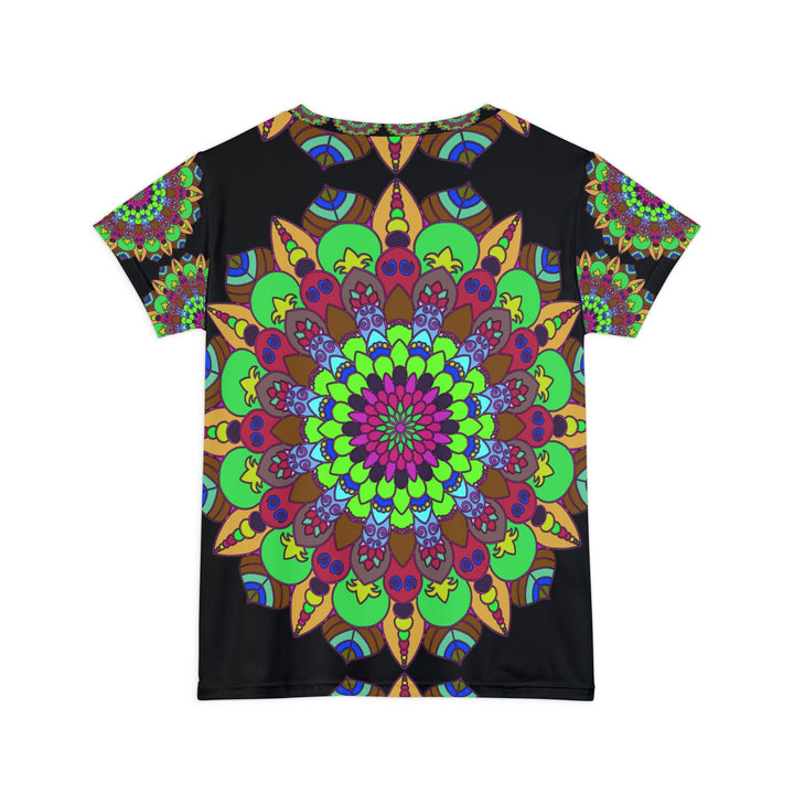 Rainbow Mandala Yoga T-Shirt - Black Background All Over Prints - Blululi