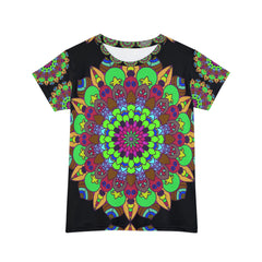 Rainbow Mandala Yoga T-Shirt - Black Background All Over Prints - Blululi