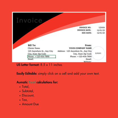 Red Invoice Template - Small Business Solution digital download - Blululi