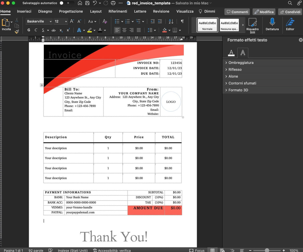 Red Invoice Template - Small Business Solution digital download - Blululi