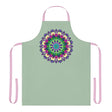 Sage Green Mandala Apron - Hand Drawn Art All Over Prints - Blululi