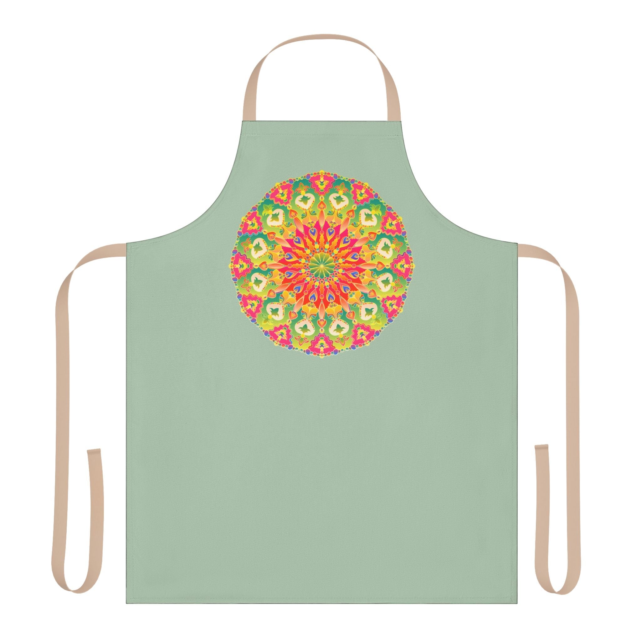 Sage Green Mandala Apron - Hand - Drawn Art All Over Prints - Blululi