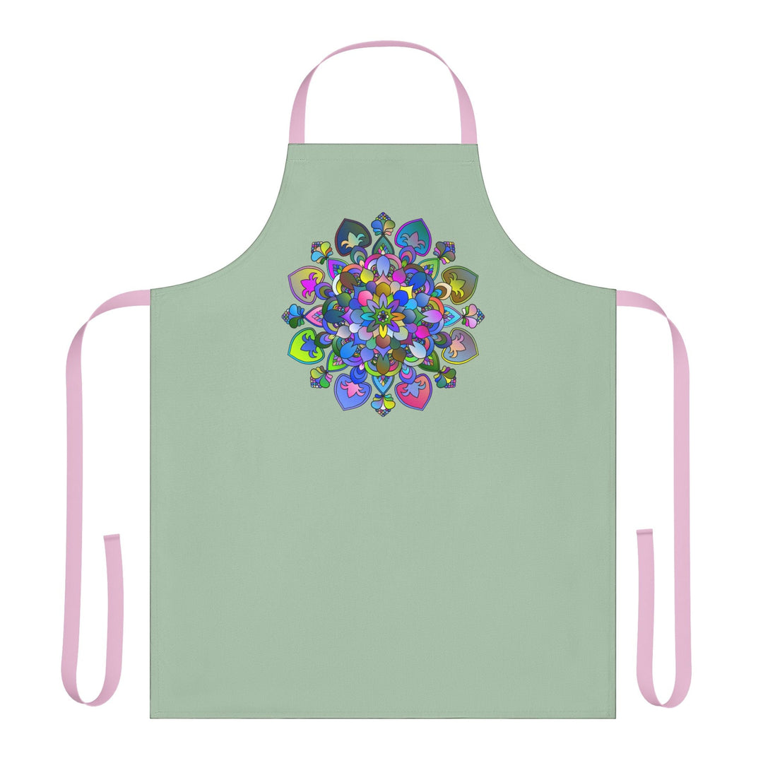 Sage Green Mandala Apron - Hand Drawn Art All Over Prints - Blululi