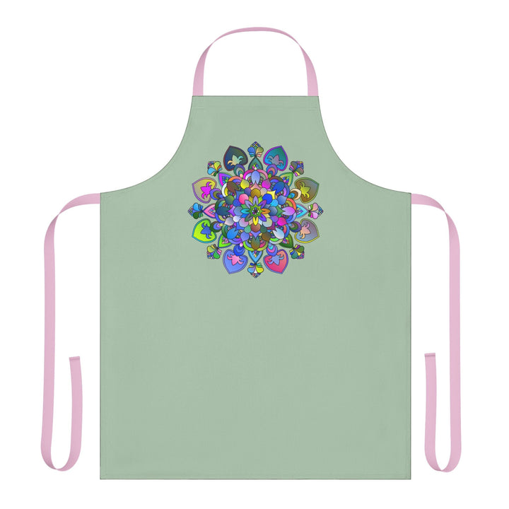 Sage Green Mandala Apron - Hand Drawn Art All Over Prints - Blululi