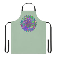Sage Green Mandala Apron - Hand Drawn Art All Over Prints - Blululi