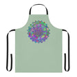 Sage Green Mandala Apron - Hand Drawn Art All Over Prints - Blululi