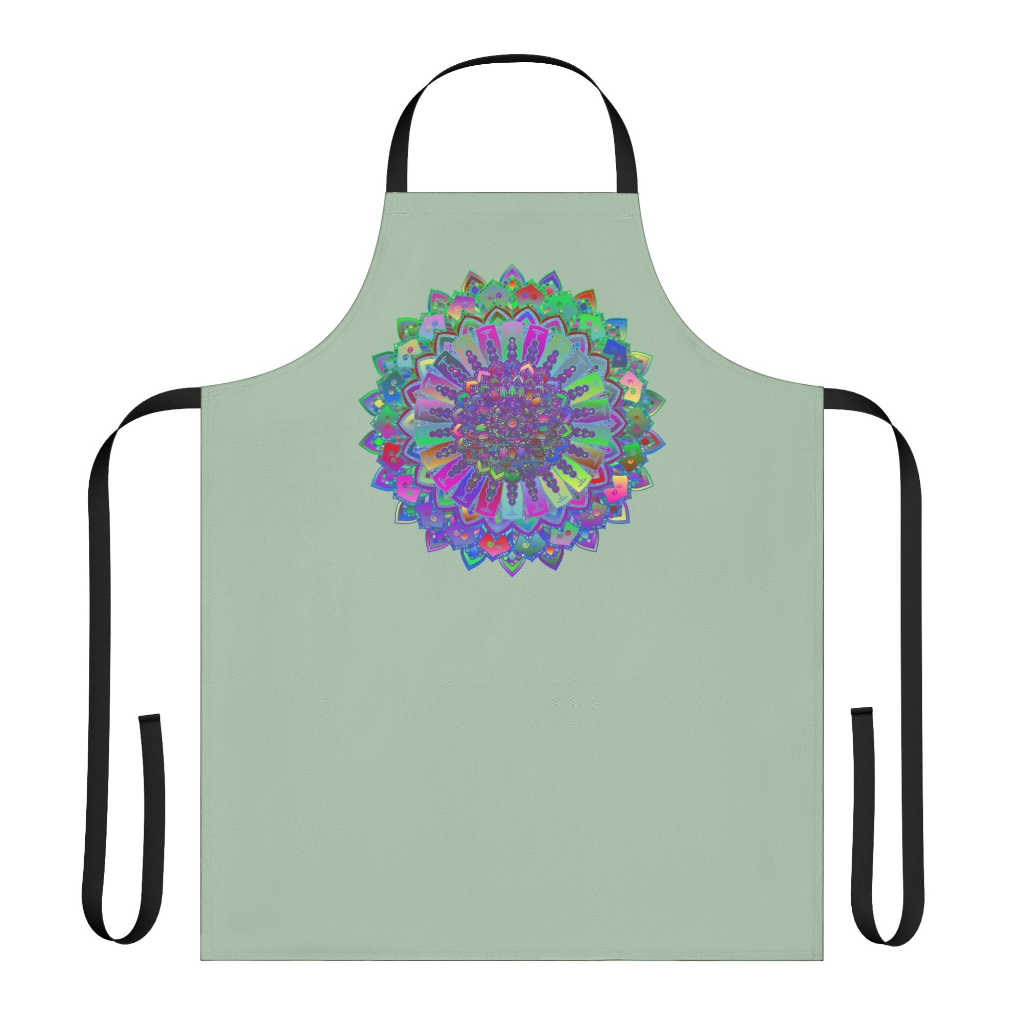 Sage Green Mandala Apron - Hand Drawn Art All Over Prints - Blululi