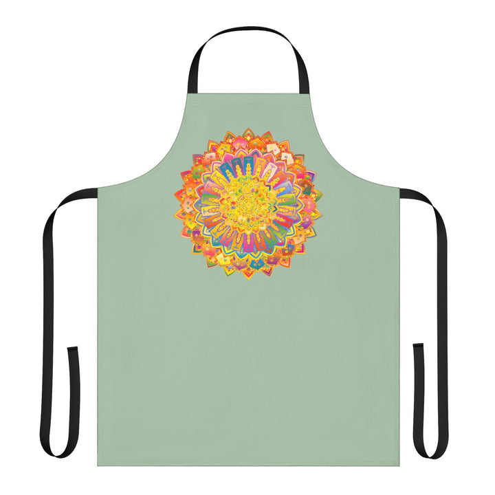 Sage Green Mandala Apron - Hand - Drawn Art All Over Prints - Blululi