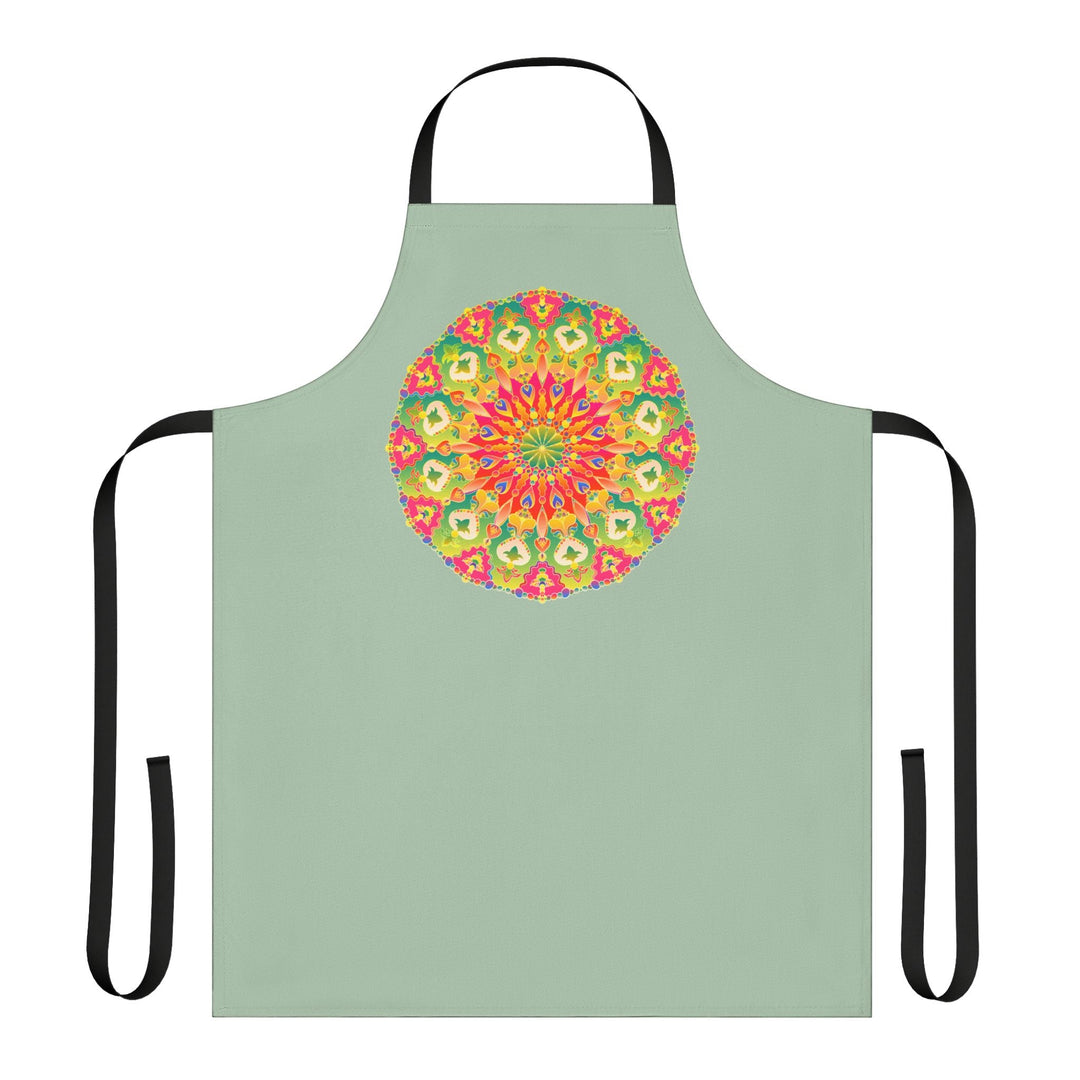 Sage Green Mandala Apron - Hand - Drawn Art All Over Prints - Blululi